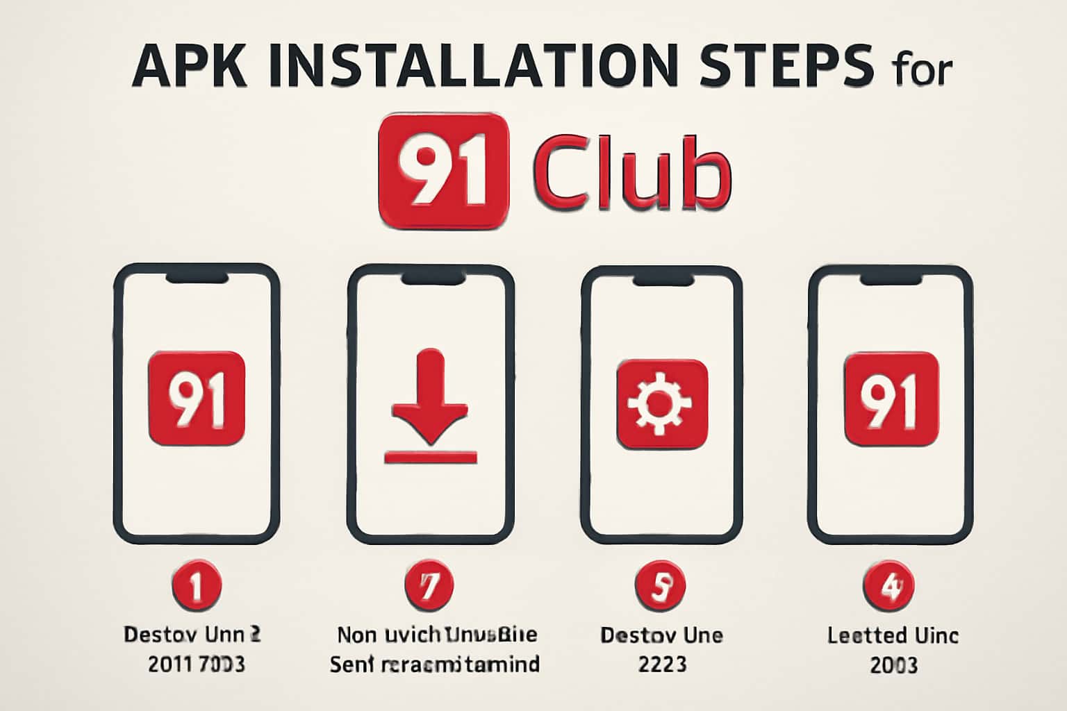 An informative scene displaying the APK installation steps for 91 Club.