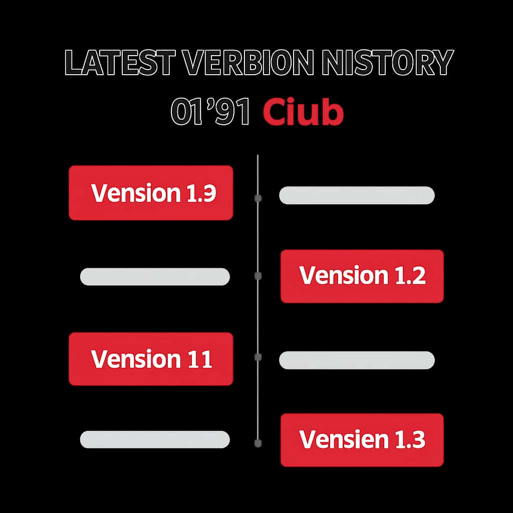 Diagram illustrating the latest version history of the 91 Club app.