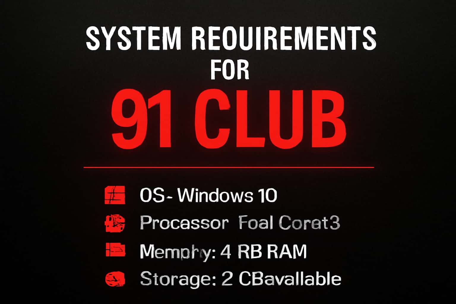 An illustration detailing the system requirements for the 91 Club application.