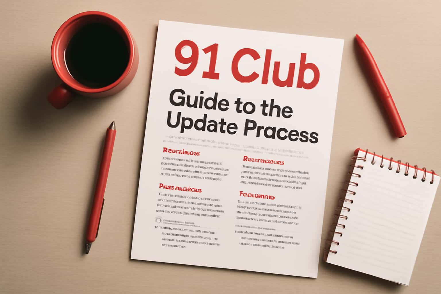 Visual representation of the 91 Club update process, featuring informative elements.