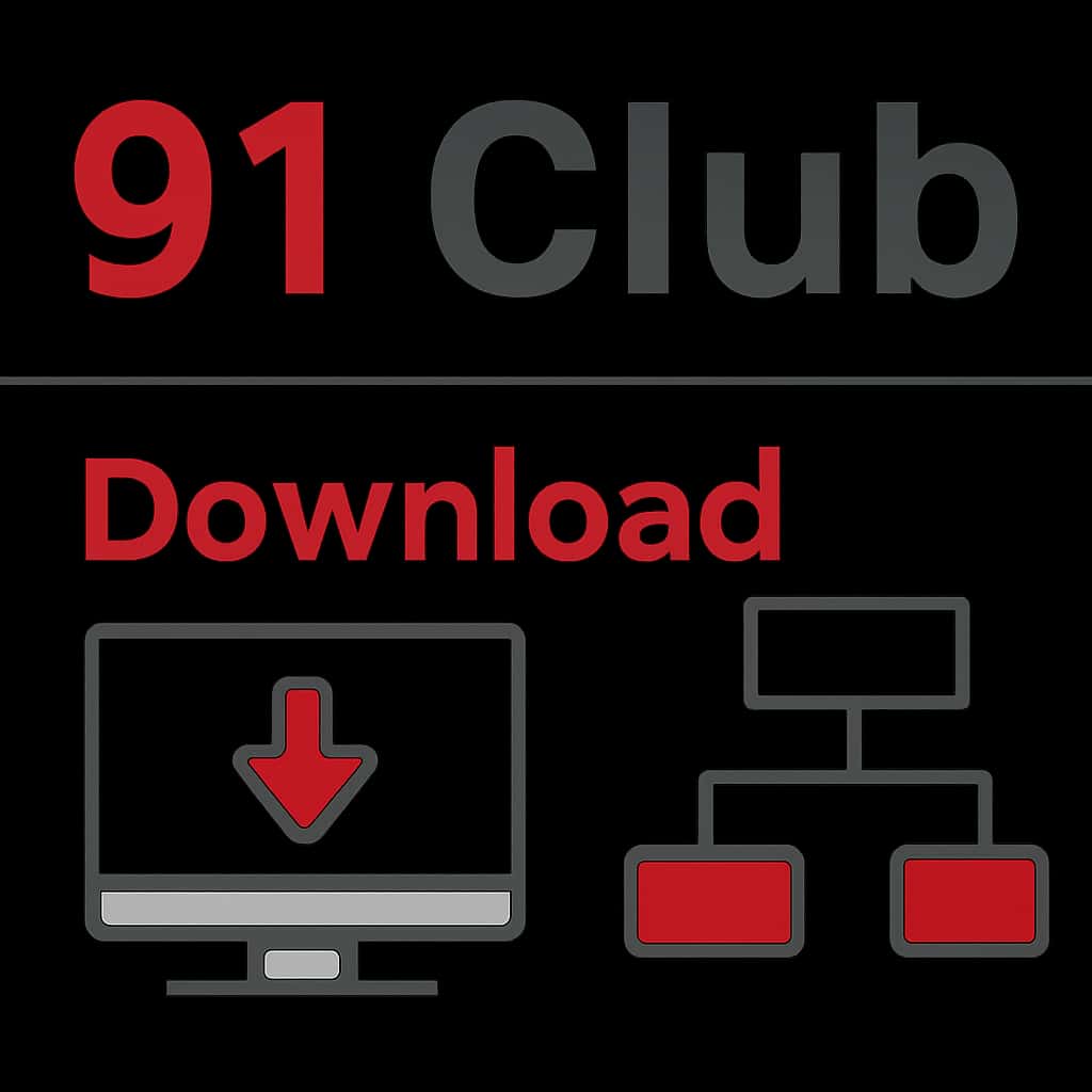 Illustration explaining the download process for 91 Club.
