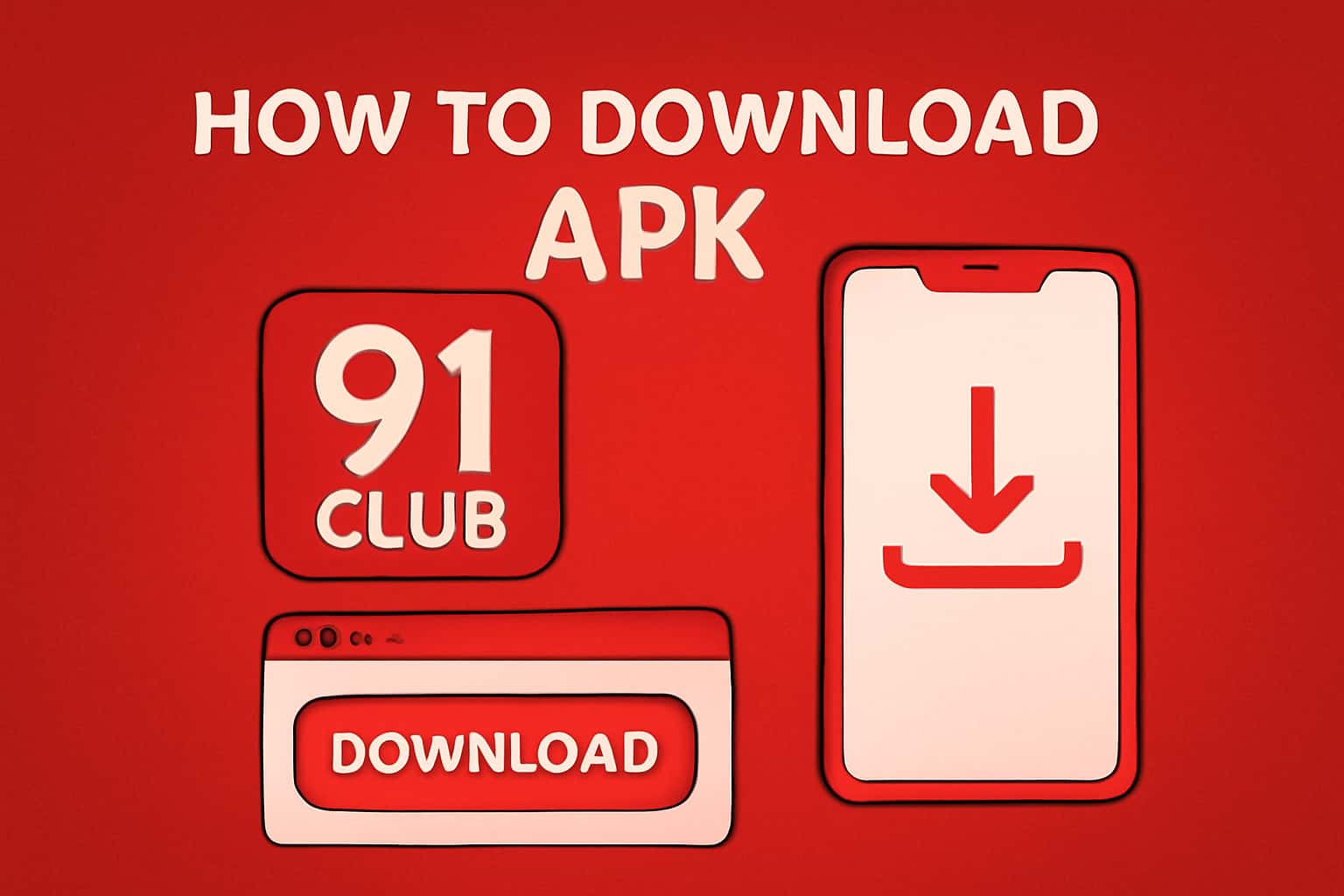 Informational scene about downloading the 91 Club APK.