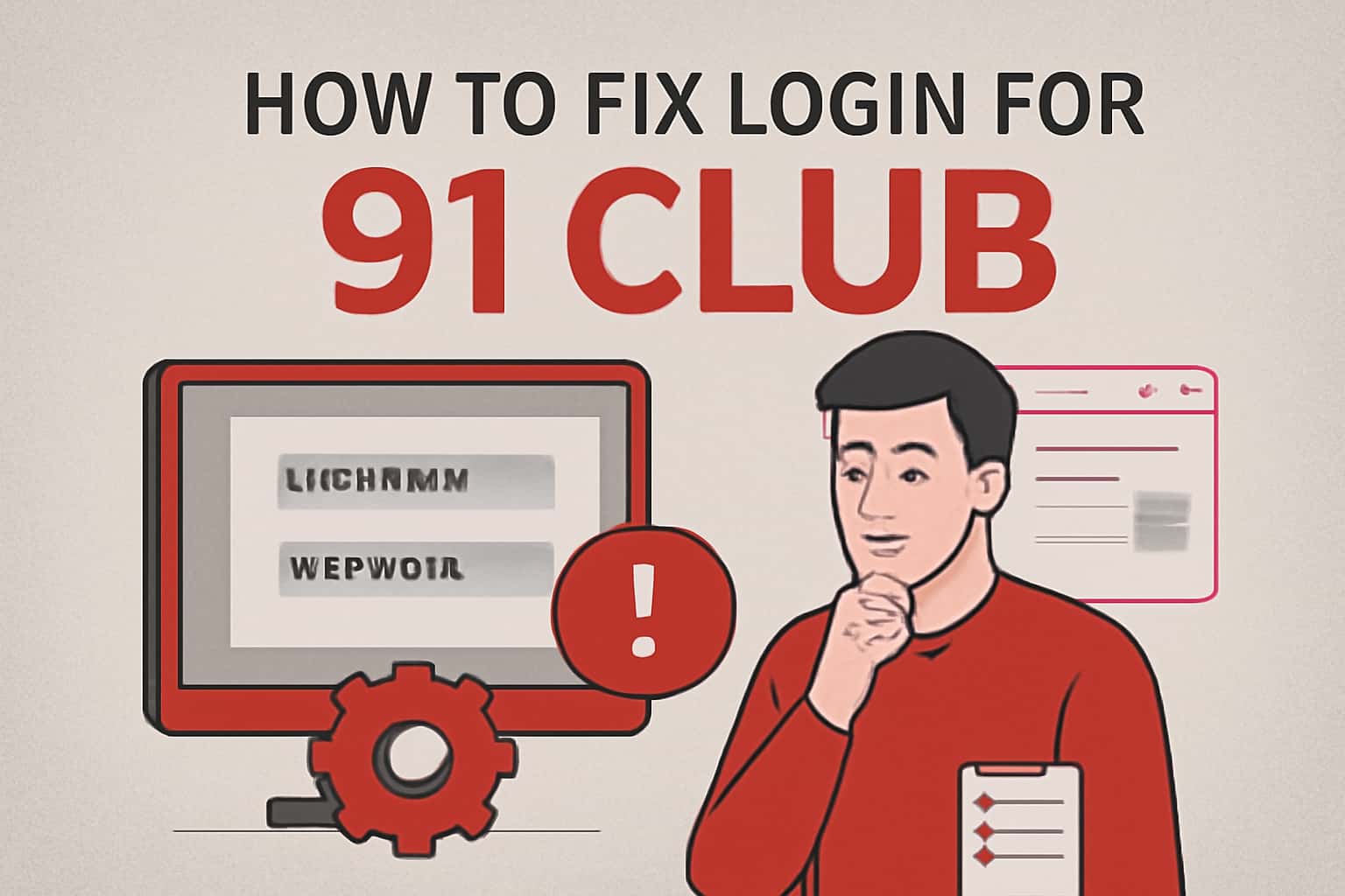 A visual representation of troubleshooting login issues on the 91 Club platform.